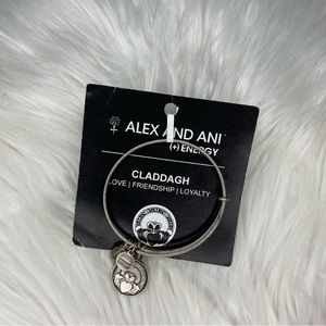 Alex and Ani Rafaelian Silver Claddagh Charm Bangle Bracelet